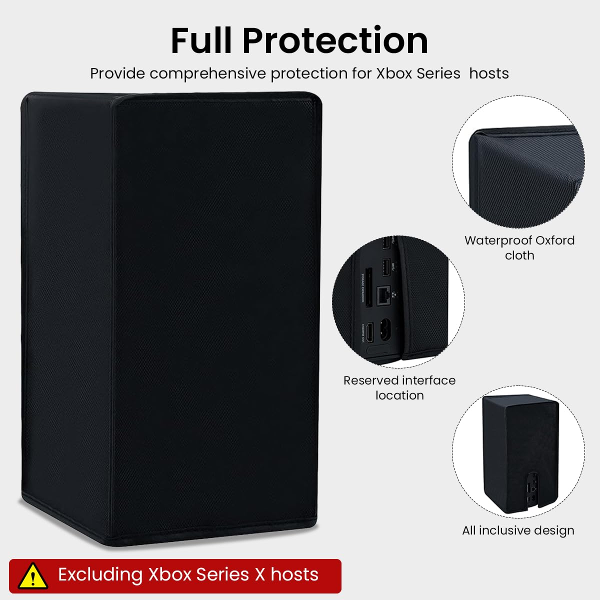 ZORBES Dust Cover for SONY Xbox Series X, Black Dust Proof Cover For Xbox Series X Console Durable Oxford Dust Proof Cover with Preset USB Ports Open ZORBES Dust Cover for SONY Xbox Series X, Black Dust Proof Cover For Xbox Series X Console Durable Oxford Dust Proof Cover with Preset USB Ports Open